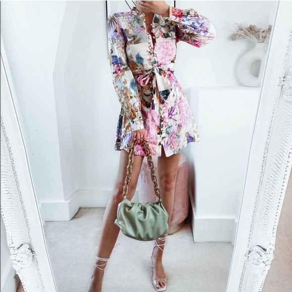 LAST ONE! 🎉 GORGEOUS ZARA NWT Linen Floral Print Mini Dress BLOGGERS FAVORITE! - Picture 11 of 16